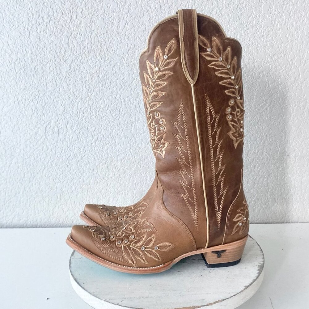 Lane DESTINY Womens Cowboy Boots 8.5 Brown Western Cowgirl Bridal Mid Calf Tall - Picture 4 of 11